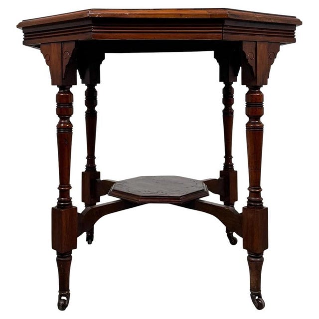 Wood Vintage Octagonal Side Table in Mahogany For Sale - Image 7 of 7