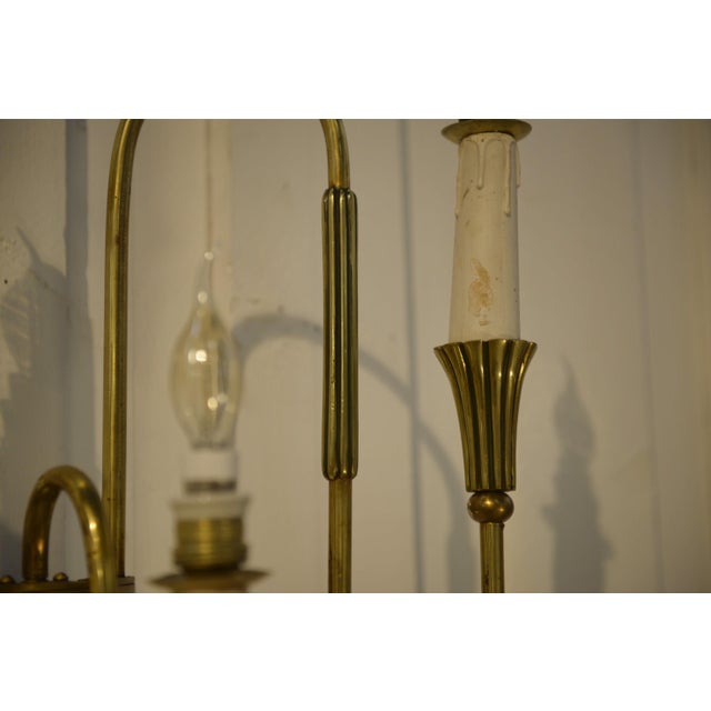 MNeoclassical Art Deco Style Bronze 3-Arm Wall Sconce, 1940s For Sale - Image 3 of 10