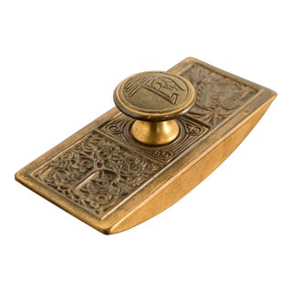 Tiffany Studios New York Bookmark Pattern Bronze Doré Rocker Blotter For Sale