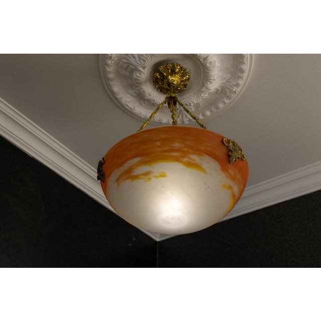 Art Nouveau Pâte de Verre Pendant Light by G.V. Croismare, France, 1920 For Sale - Image 9 of 18