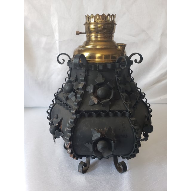 Gothic Wrought Iron Table Lamp With Antique Oil Lamp Insert Chairish