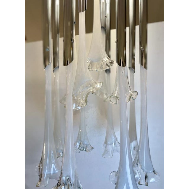 Silver Murano Ceiling Lamp from Venini, 1960s For Sale - Image 8 of 15