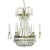 Empire Style Polished Brass 6 Arm Chandelier With Crystal Octagons For Sale