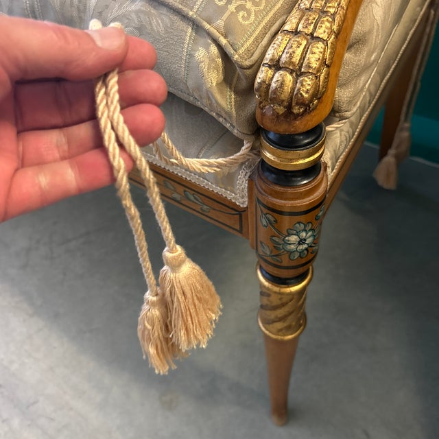 Vintage Wood and Down Filled Cushion Settee For Sale - Image 4 of 12