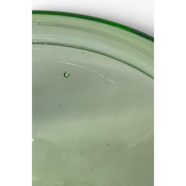 1930s Vintage Green Uranium Glass Candlestick Holders Pair 1930s Depression Glass For Sale - Image 5 of 12