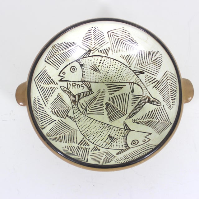 Early 20th Century Clay Pottery Fish Bowl With Handles Marked Uros For Sale - Image 6 of 8