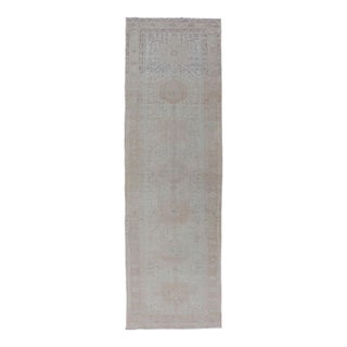 Vintage Muted Persian Karadjeh Runner With Medallions in Brown, Tan, Taupe 3'2 X 11 For Sale