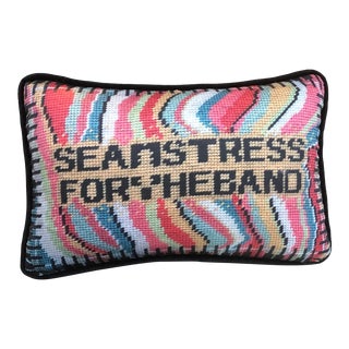 Cotton Sateen "Seamstress For The Band" Pillow, Custom Original For Sale