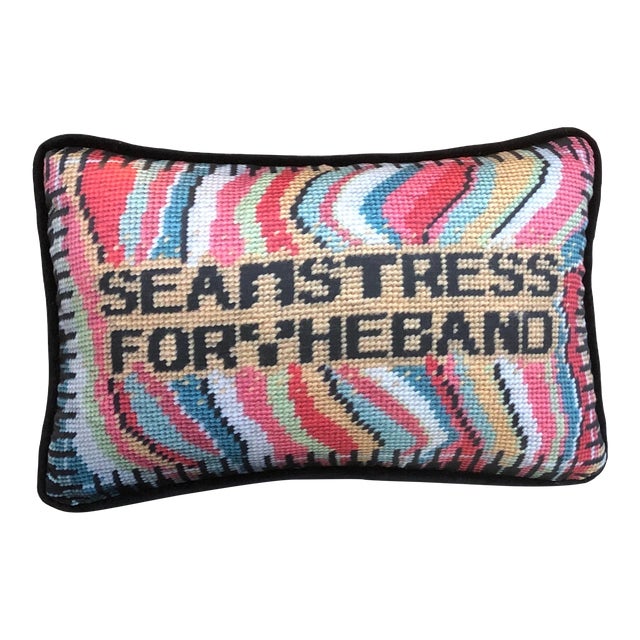 Cotton Sateen "Seamstress For The Band" Pillow, Custom Original For Sale