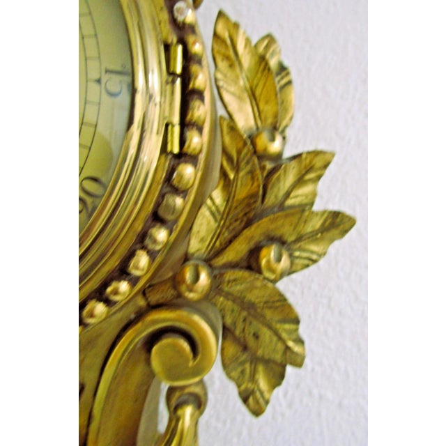 Wood 1960s Vintage Swedish Rococo Style Cartel Wall Clock by Westerstrand Töreboda For Sale - Image 7 of 17