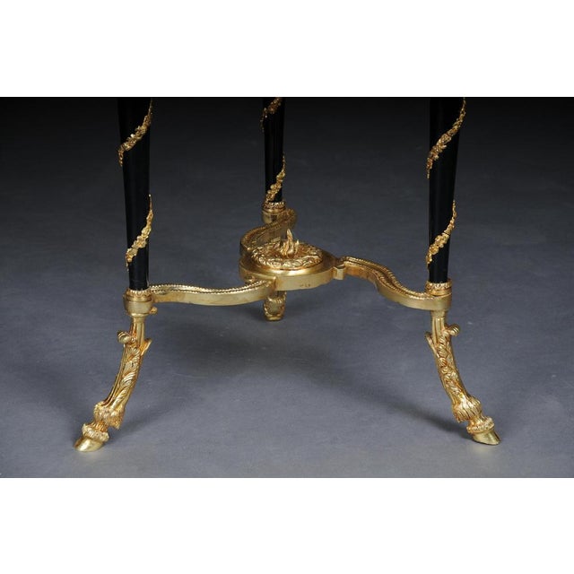 20th Century Empire Black Round Beechwood and Marble Side Table For Sale - Image 9 of 14