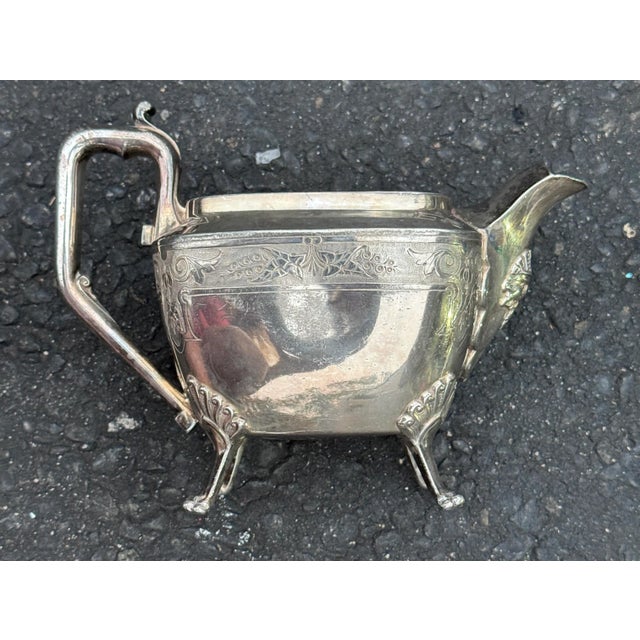 Late 19th Century Reed & Barton 5 Piece Silver Plate Lions Feet Tea Set #2405 1869- 6 Pieces For Sale In New York - Image 6 of 12
