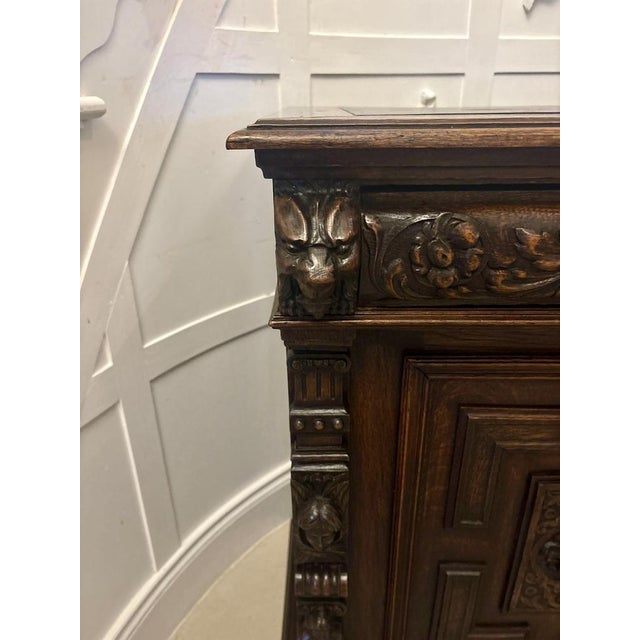 Antique Carved Oak Sideboard, 1880s For Sale - Image 6 of 16