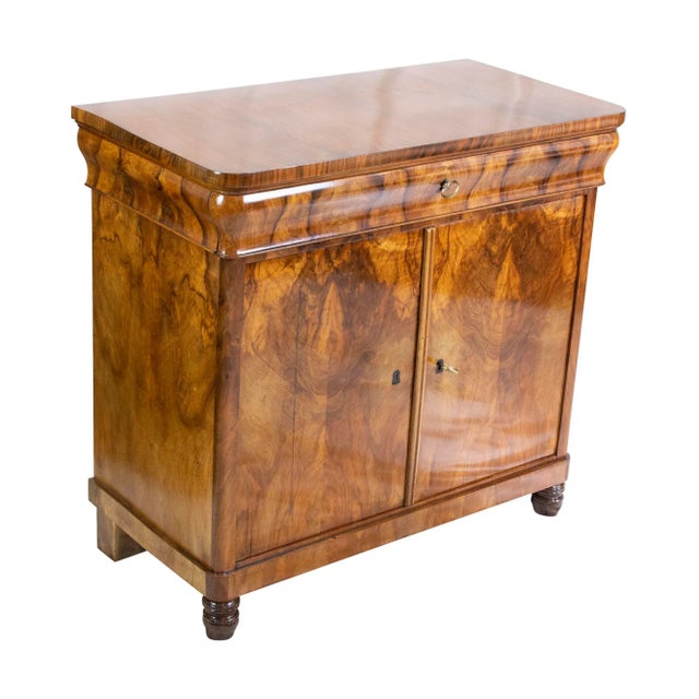 19th Century Biedermeier Walnut Half Cabinet For Sale - Image 4 of 9