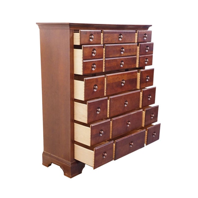 Stanley Furniture Solid Cherry Early American Traditional 54" 18-Drawer Master Chest / Triple "Chesser" 589-13-13 For Sale In Kansas City - Image 6 of 14
