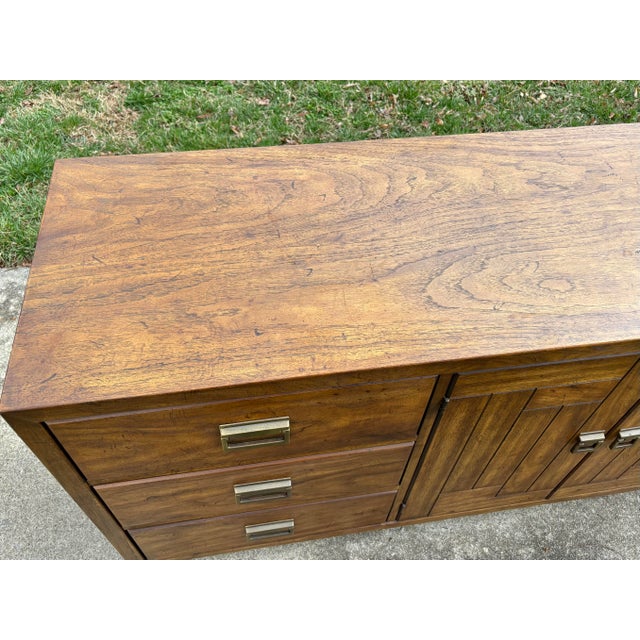 Drexel Heritage Vintage Drexel Heritage Campaign 9 Drawer Dresser For Sale - Image 4 of 14