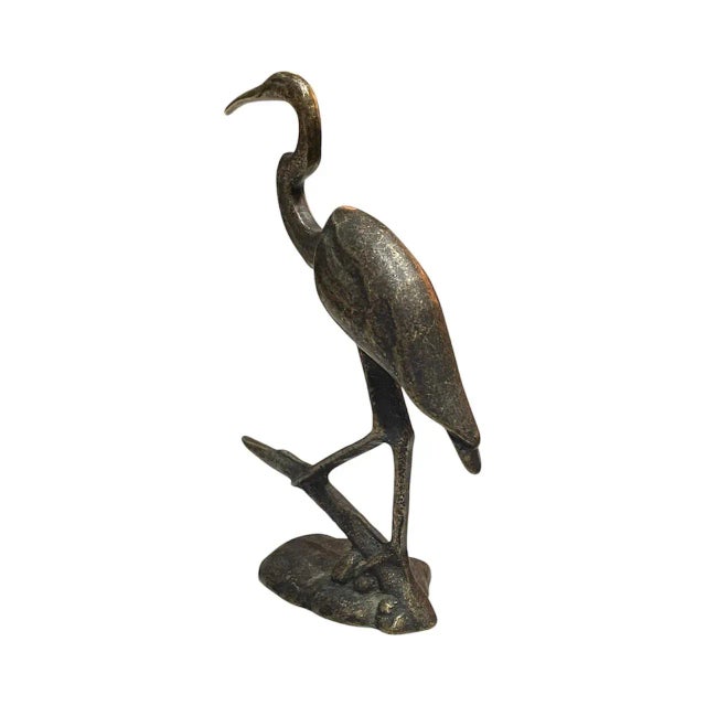 Coastal 1980s Scott Nelles Studio Bronze Egret Heron For Sale - Image 3 of 5