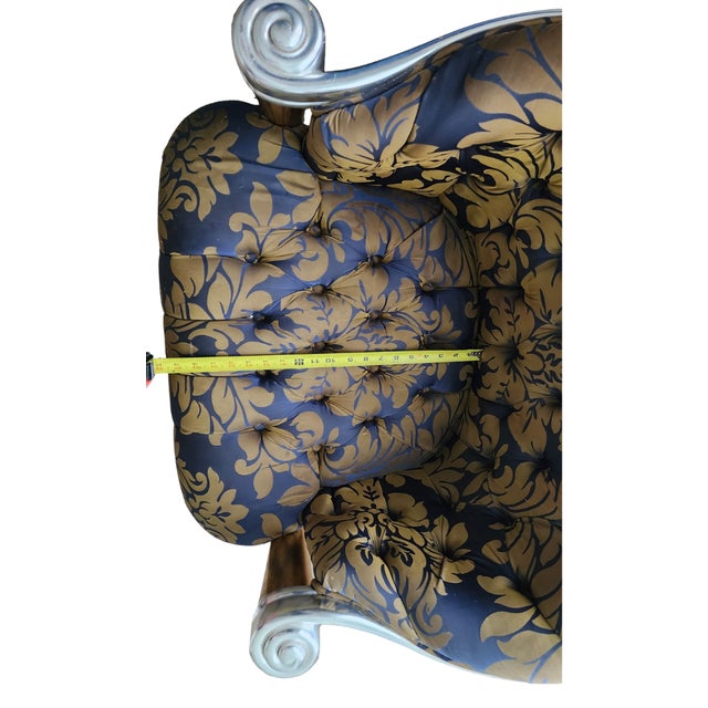 Late 20th Century Colombostile Italian Neo-Baroque Tufted Gold Leaf & Damask Armchair For Sale - Image 4 of 9