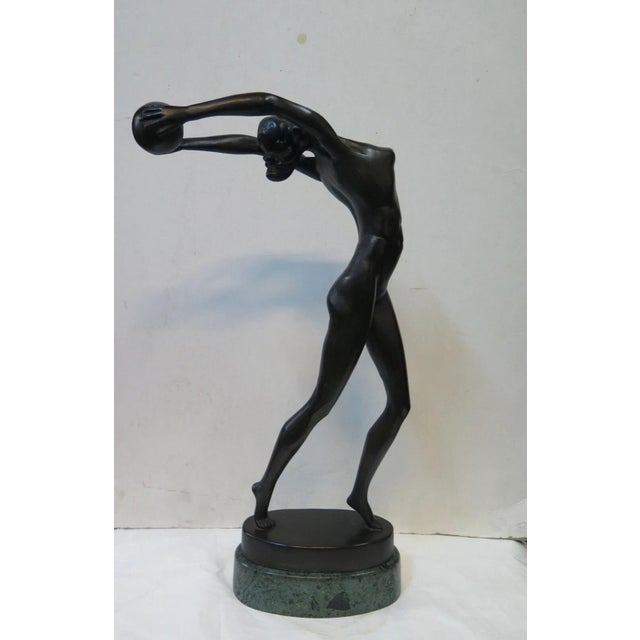 Metal Early 20th Century Art Deco Figural Bronze by Olive Kooken For Sale - Image 7 of 12