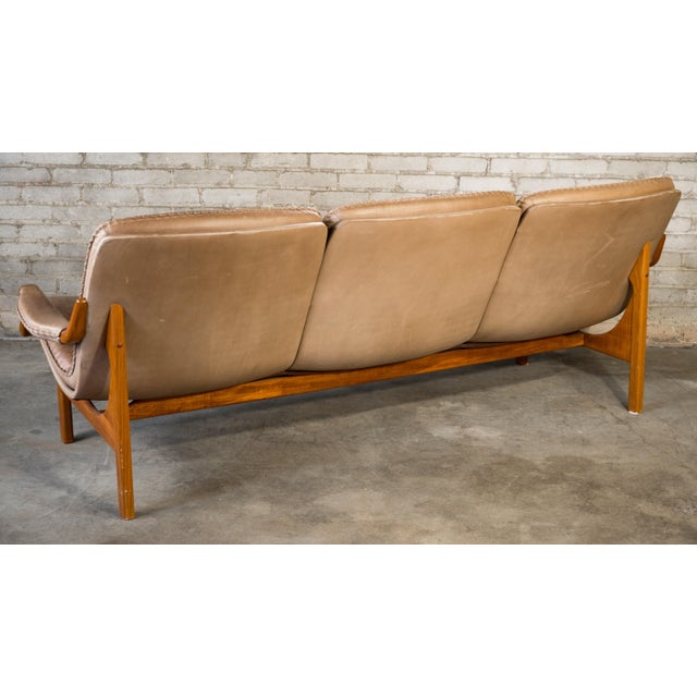 1970s Vintage Danish Leather & Teak Sofa by Berg Furniture Chairish