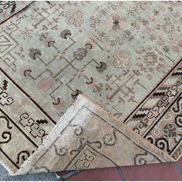 Antique Khotan Rug – Ivory Ground Floral | 4'5"x10'2" For Sale - Image 4 of 4