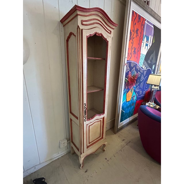 French Country 1920s Painted French Country Etagere Cabinet Vitrine For Sale - Image 3 of 11