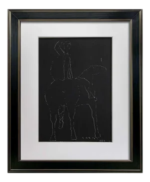 Marino Marini Lithograph Signed Ltd Edition "Black Scratchboard" W/Frame
