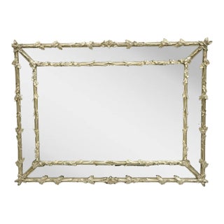 Vintage Friedman Brothers Hollywood Regency Silver Gilt Faux Bois Wall Mirror For Sale
