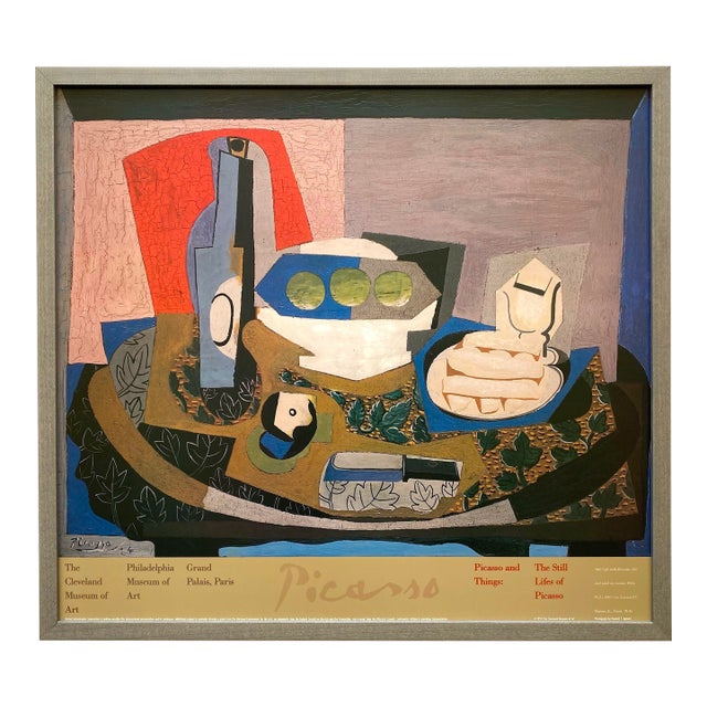 Pablo Picasso Vintage 1992 Modernist Lithograph Print Framed Cubist Exhibition Poster " Still Life With Biscuits " 1924 For Sale