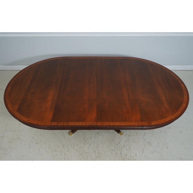Vintage Round Mahogany Inlaid Dining Table W. 2 Leaves For Sale - Image 11 of 18