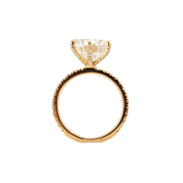 18k Yellow Gold 4.82ctw Round Brilliant Lab Grown Diamond Engagement Ring, Size 6 For Sale In Houston - Image 6 of 8