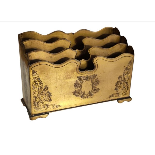 For your consideration. . . A lovely antique bronze 3 slot letter holder/ box. The box is made of heavy gilt bronze metal...