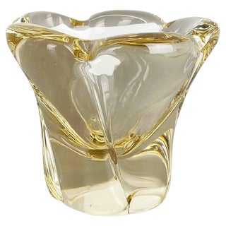 Large Crystal Glass Centerpiece Shell Bowl from Daum Nancy, France, 1970s For Sale