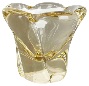 Large Crystal Glass Centerpiece Shell Bowl from Daum Nancy, France, 1970s