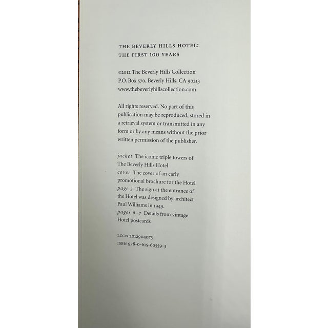 The Beverly Hills Hotel & Bungalows the First 100 Years Robert S. Anderson Book For Sale - Image 4 of 14