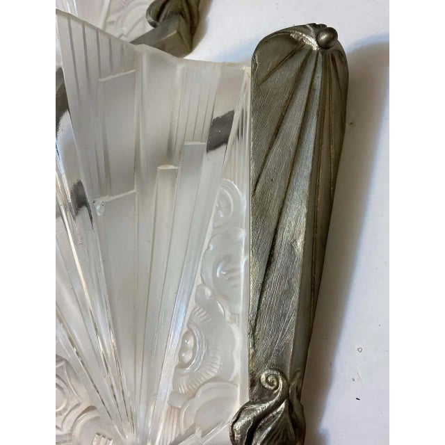 Silver Pair of Hettier Vincent French Art Deco Wall Sconces For Sale - Image 8 of 12