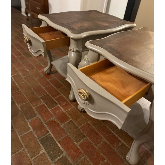2020s Oversized French Provincial Nightstands in Fusion Algonquin – Refinished Pair For Sale - Image 5 of 17