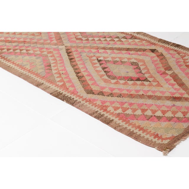 Peach Vintage Minimalist Kilim Rug For Sale - Image 8 of 10