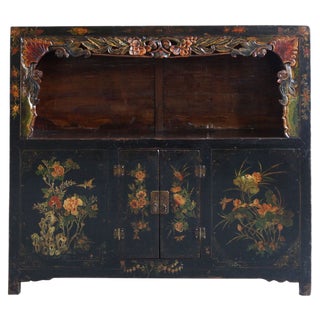 Vintage Black Lacquered Display Cabinet For Sale