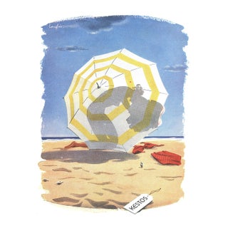 1949 French Mid-Century Advertisement Print-Summer at the Beach For Sale