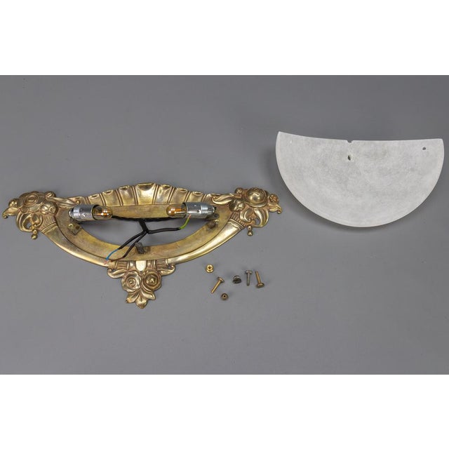 French Art Deco White Alabaster and Bronze Sconce, 1970s For Sale - Image 16 of 18