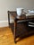 1950s Vintage Mid-Century Faux Bamboo Walnut Coffee Table With Cane Shelf & Casters For Sale - Image 5 of 16