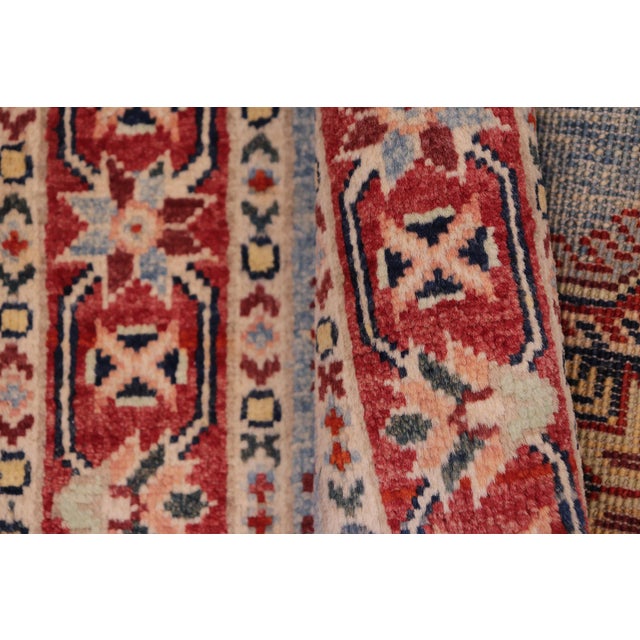 Textile Boho Chic Kazak Tribal Light Blue/Red Wool Rug - 2'0''x3'0'' For Sale - Image 7 of 10