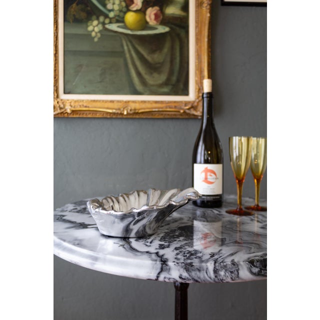 Metal Silver Chrome Scalloped Clam Seashell Centerpiece Bowl For Sale - Image 7 of 12