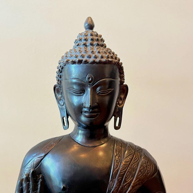 Mid 20th Century Mid 20th Century Standing Buddha Cast Iron Statue For Sale - Image 5 of 12
