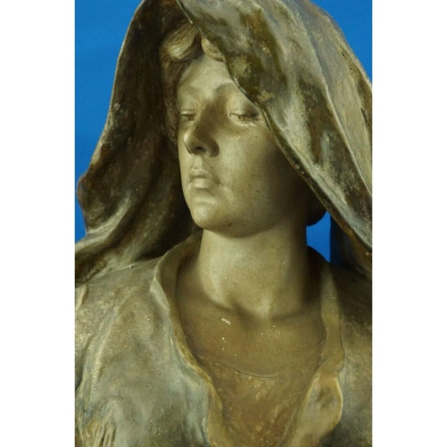 Large 20th Century Terracotta Bust of a Peasant Lady by Ciseau for Goldscheider, Austria For Sale - Image 13 of 18