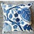 Vintage Costal Blue Floral Down Throw Pillow For Sale - Image 11 of 14