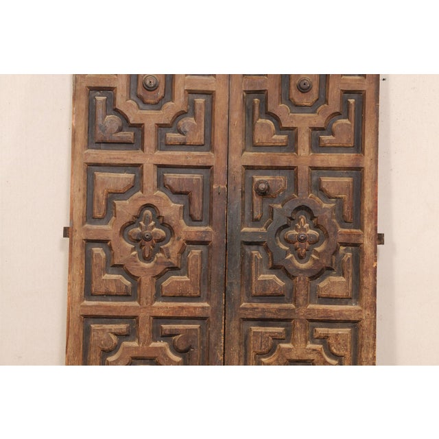 Spanish 18th C. Spanish Geometric Panel Wood Doors For Sale - Image 3 of 12