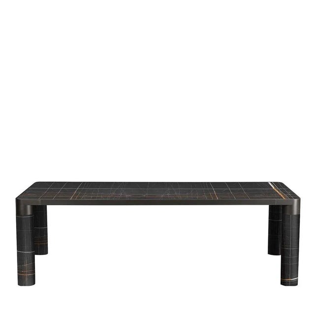 Contemporary Bold Sahara Noir Marble Dining Table For Sale - Image 3 of 3