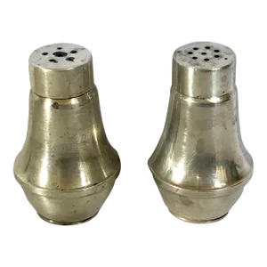 Pair Sterling Glass Lined Salt and Pepper Set